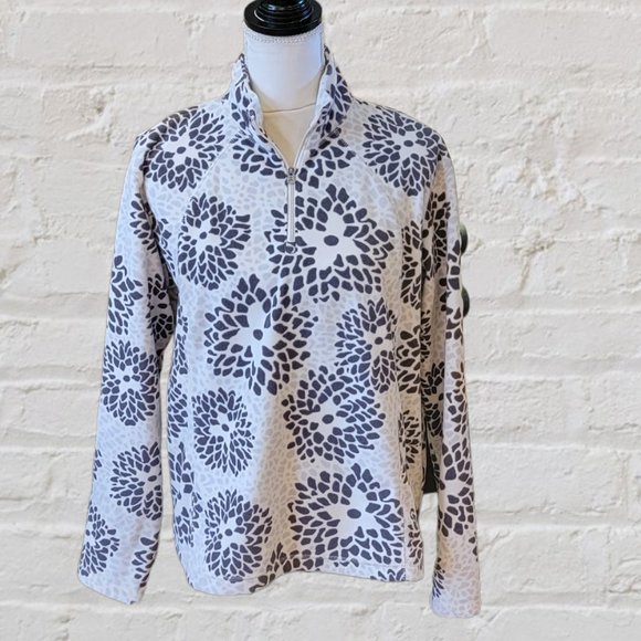 Columbia Tops - Columbia Sportswear Fleece Jacket in White with Gray Flowers Long Sleeve…